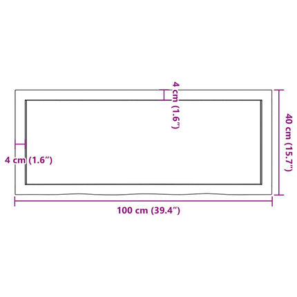 bordplade 100x40x(2-6) cm ubehandlet massivt egetræ