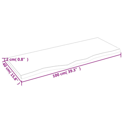 bordplade 100x40x2 cm behandlet massivt eg lysebrun