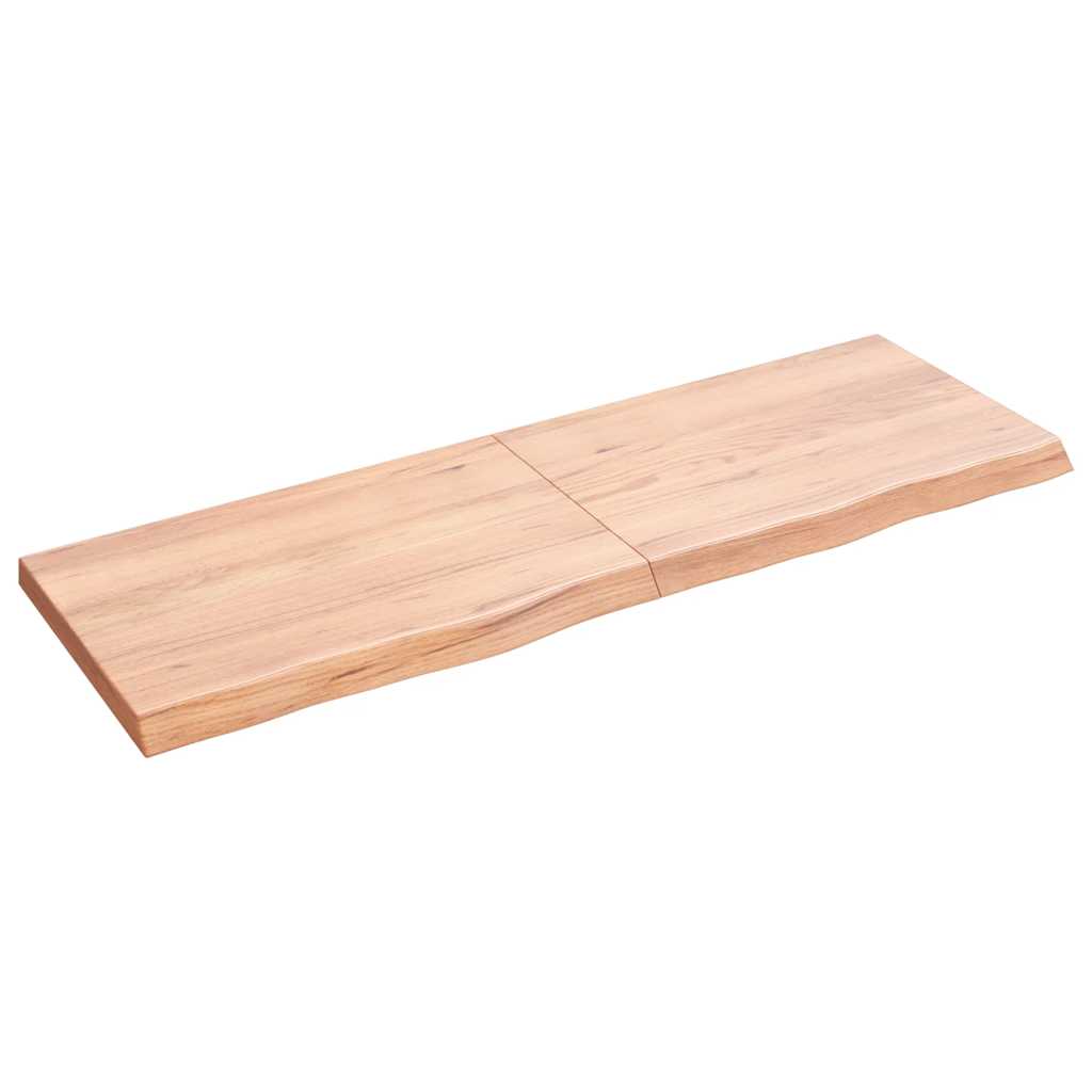 Bordplade i massivt egetræ 120×40×(2-4) cm - lysebrun, lakeret med naturlig kant