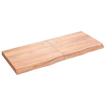 bordplade 120x50x(2-6) cm behandlet massivt egetræ lysebrun