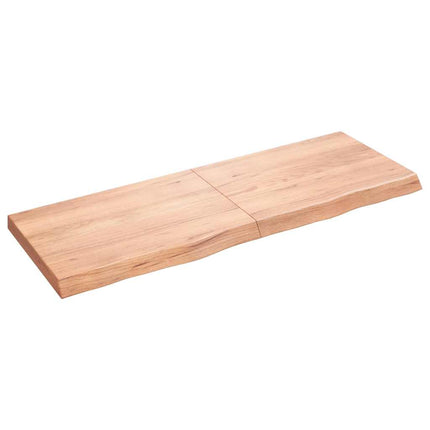 bordplade 140x50x(2-6) cm behandlet massivt egetræ lysebrun