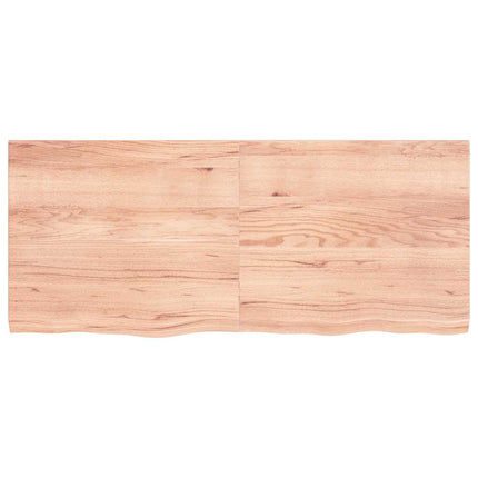 bordplade 140x60x(2-4) cm behandlet massivt egetræ lysebrun