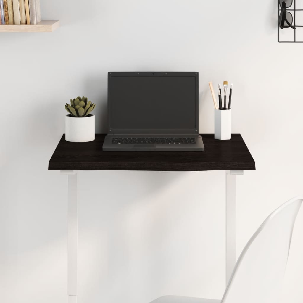 bordplade 60x40x2 cm behandlet massivt egetræ mørkebrun billede