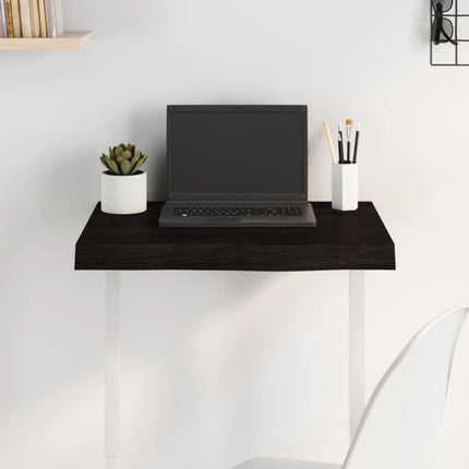 bordplade 60x40x(2-6) cm behandlet massivt egetræ mørkebrun
