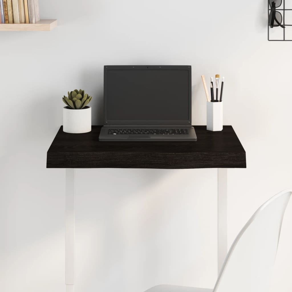 bordplade 60x40x(2-6) cm behandlet massivt egetræ mørkebrun billede