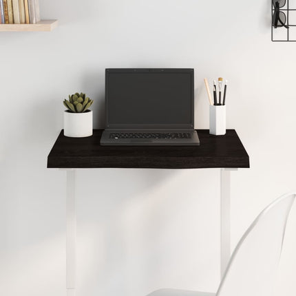 bordplade 60x50x(2-4) cm behandlet massivt egetræ mørkebrun