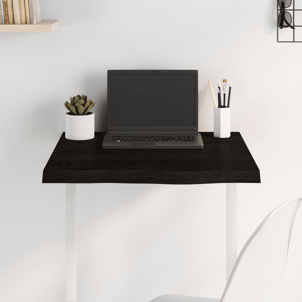 bordplade 60x60x(2-4) cm behandlet massivt egetræ mørkebrun billede