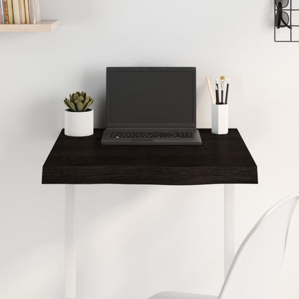 bordplade 60x60x(2-6) cm behandlet massivt egetræ mørkebrun