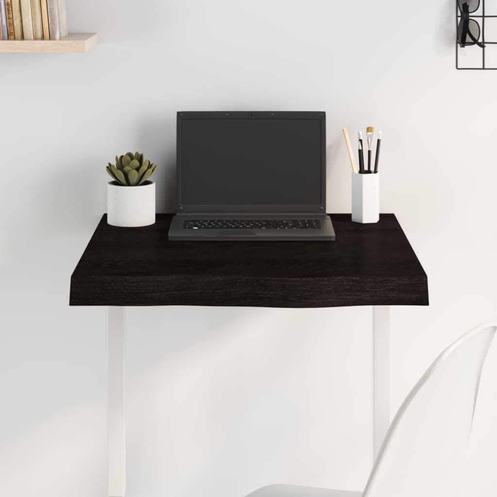 bordplade 60x60x(2-6) cm behandlet massivt egetræ mørkebrun billede