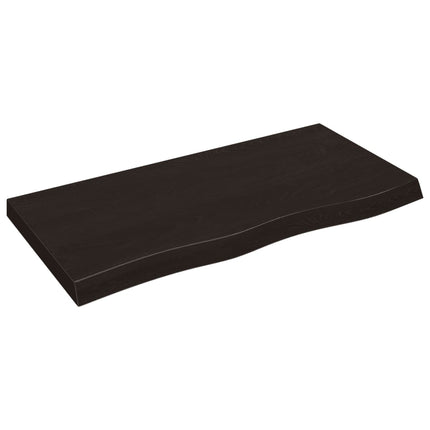 bordplade 100x50x(2-6) cm behandlet massivt egetræ mørkebrun