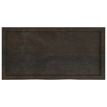 bordplade 100x50x(2-6) cm behandlet massivt egetræ mørkebrun