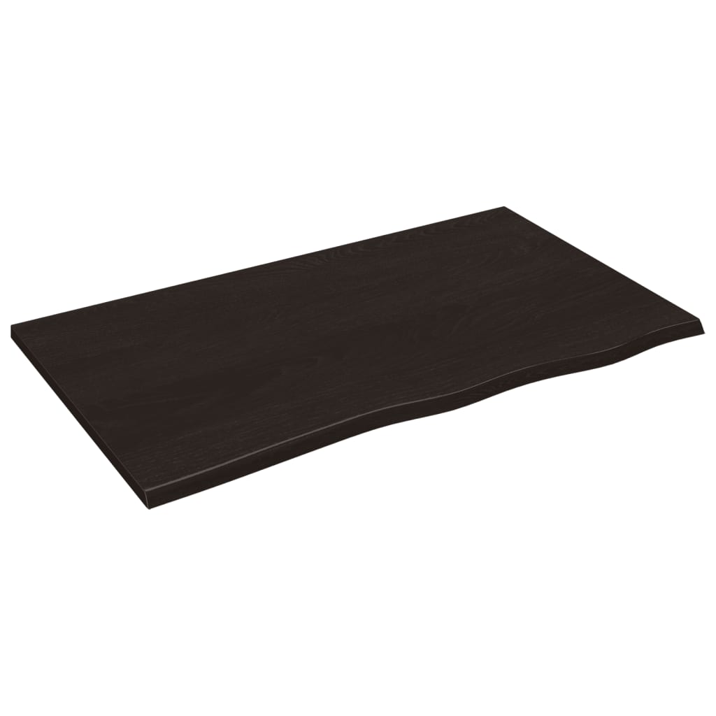 bordplade 100x60x2 cm behandlet massivt egetræ mørkebrun