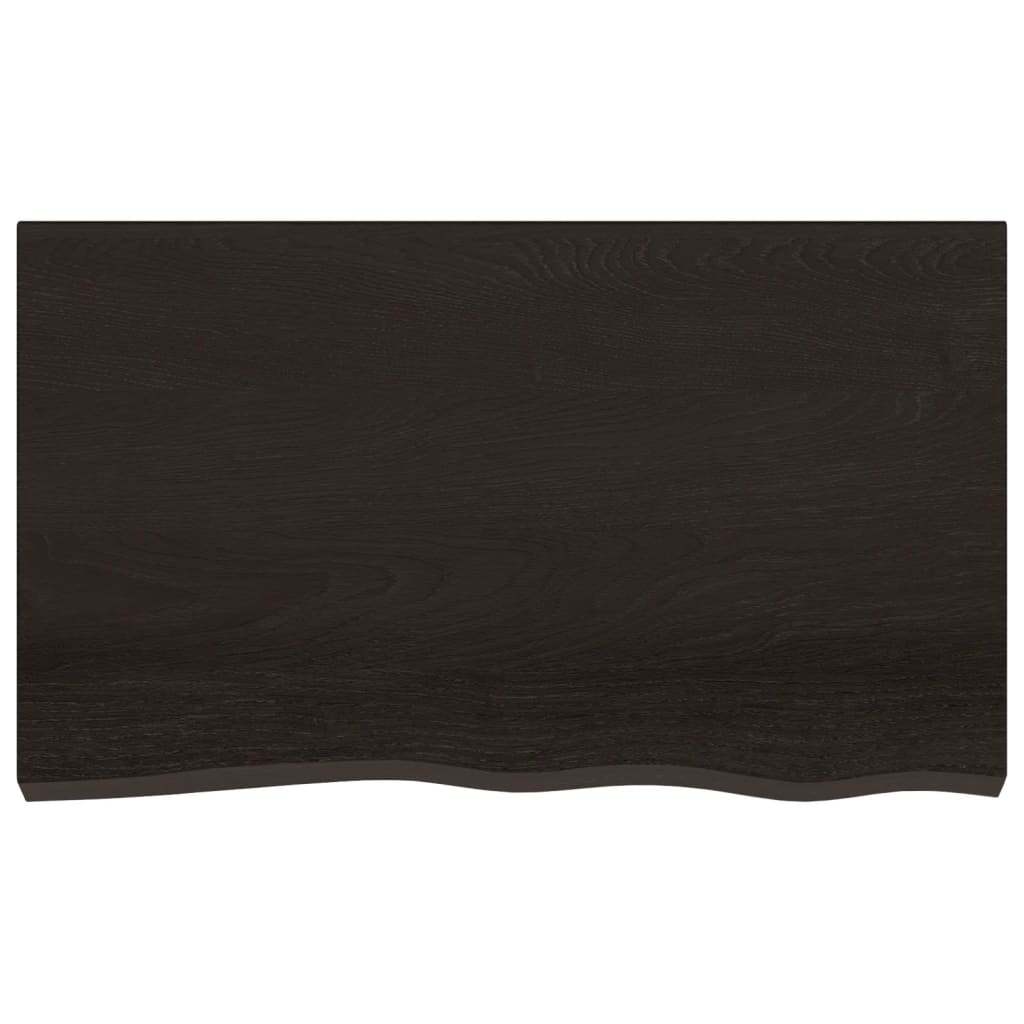 bordplade 100x60x2 cm behandlet massivt egetræ mørkebrun