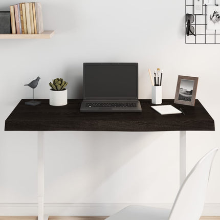 bordplade 100x60x(2-6) cm behandlet massivt egetræ mørkebrun