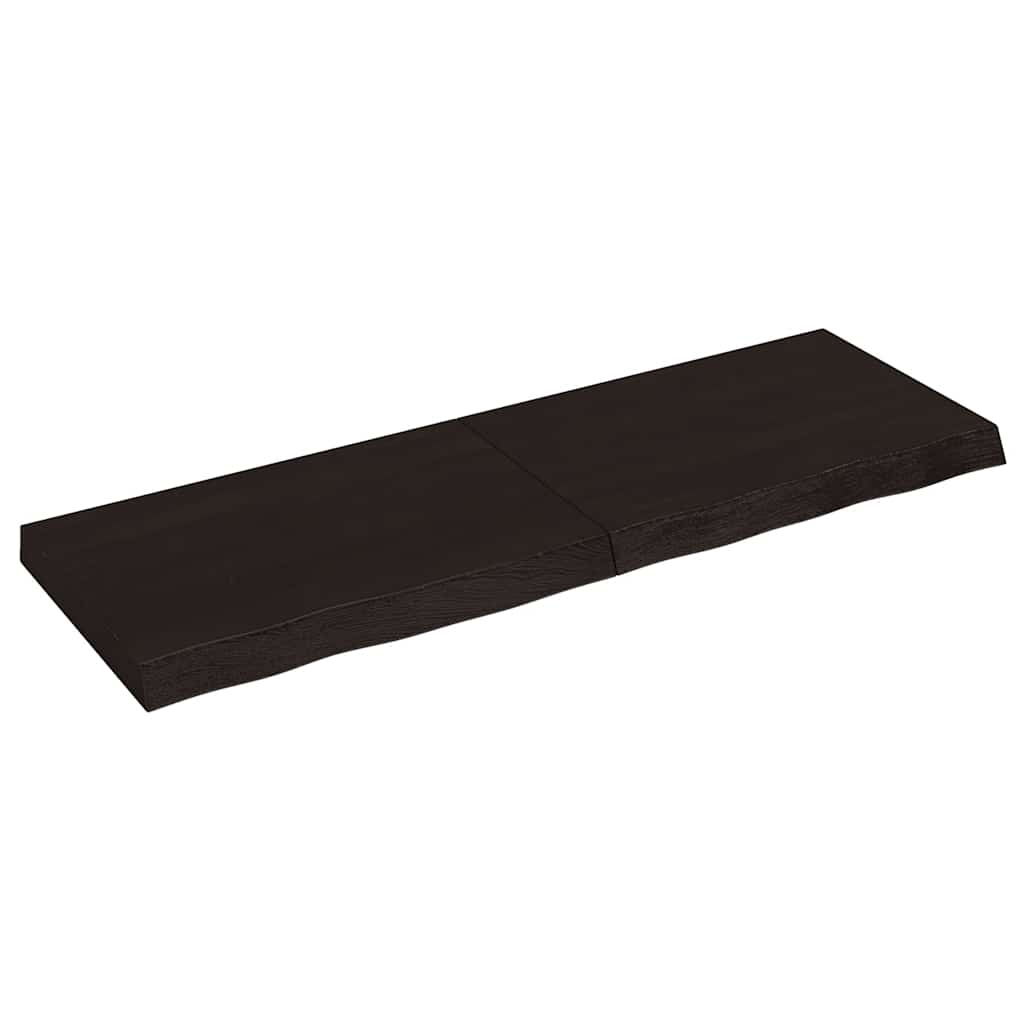 bordplade 120x40x(2-6) cm behandlet massivt egetræ mørkebrun billede