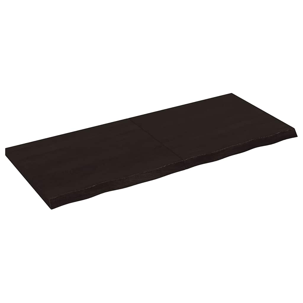 bordplade 120x50x(2-4) cm behandlet massivt egetræ mørkebrun billede