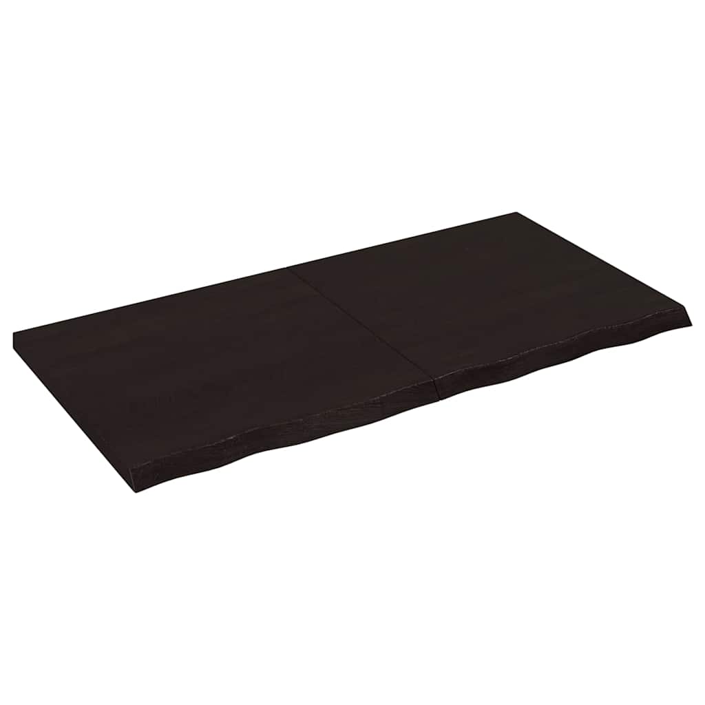 bordplade 120x60x(2-4) cm behandlet massivt egetræ mørkebrun billede