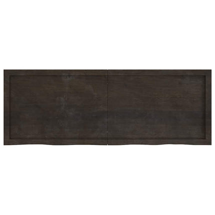 bordplade 140x50x(2-6) cm behandlet massivt egetræ mørkebrun