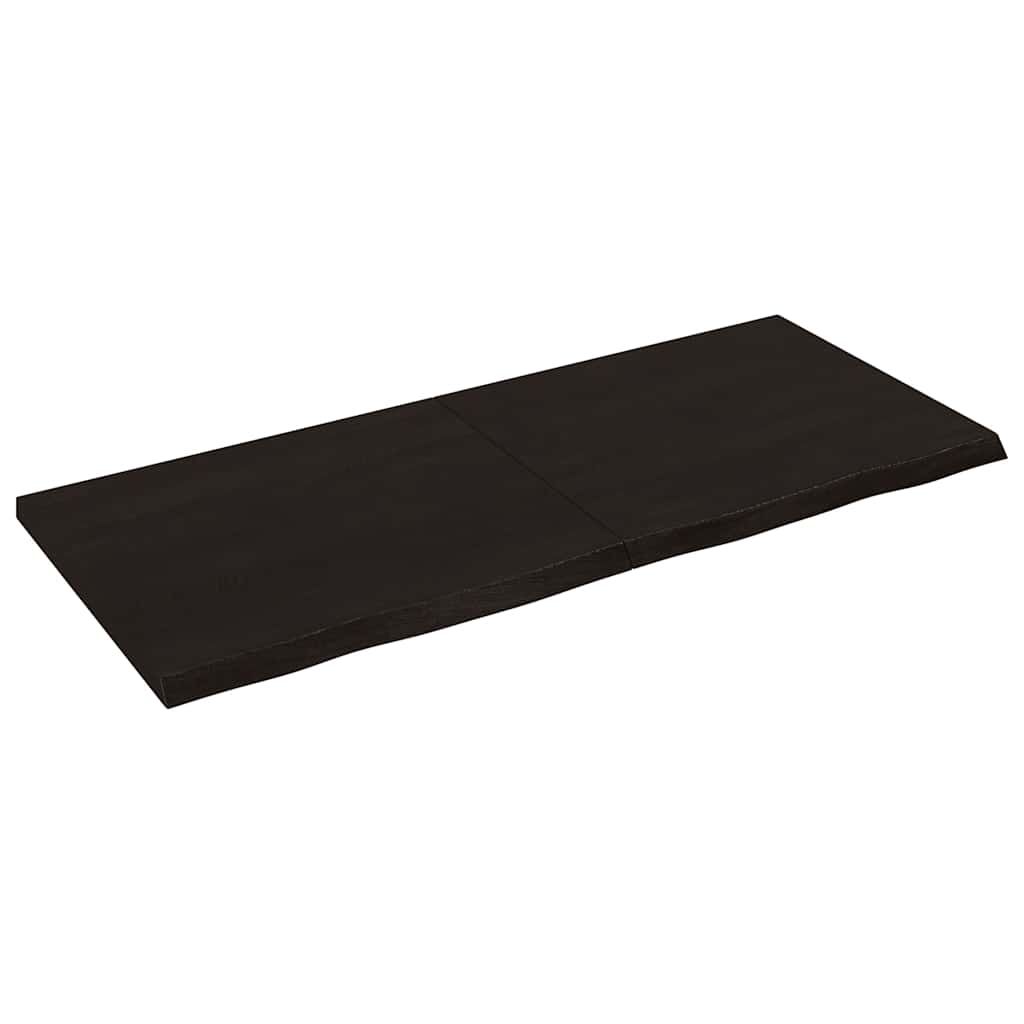 Bordplade i massivt egetræ 140×60×(2-4) cm - mørkebrun, foldbar med naturlig kant