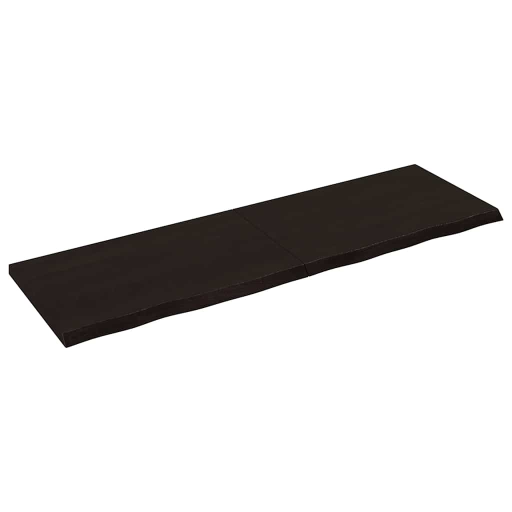 bordplade 160x50x(2-4) cm behandlet massivt egetræ mørkebrun billede