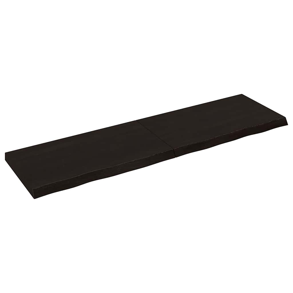 Bordplade i massivt egetræ 180×50×(2-6) cm - mørkebrun, behandlet, naturlig kant