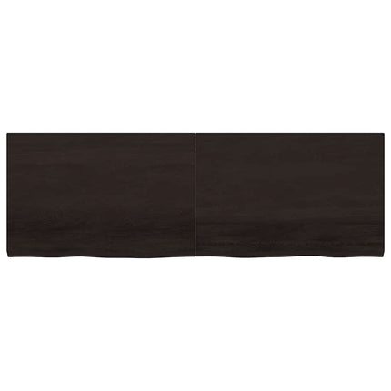 bordplade 180x60x(2-4) cm behandlet massivt egetræ mørkebrun