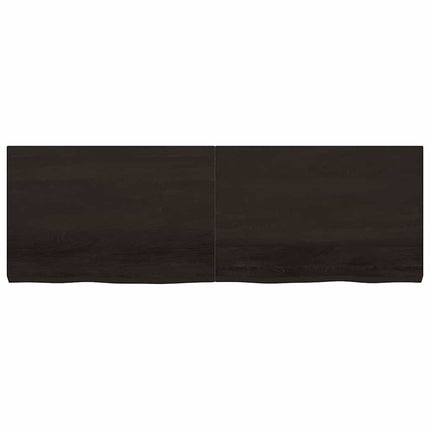 bordplade 180x60x(2-6) cm behandlet massivt egetræ mørkebrun
