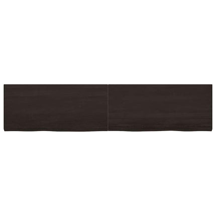 bordplade 220x50x(2-4) cm behandlet massivt egetræ mørkebrun