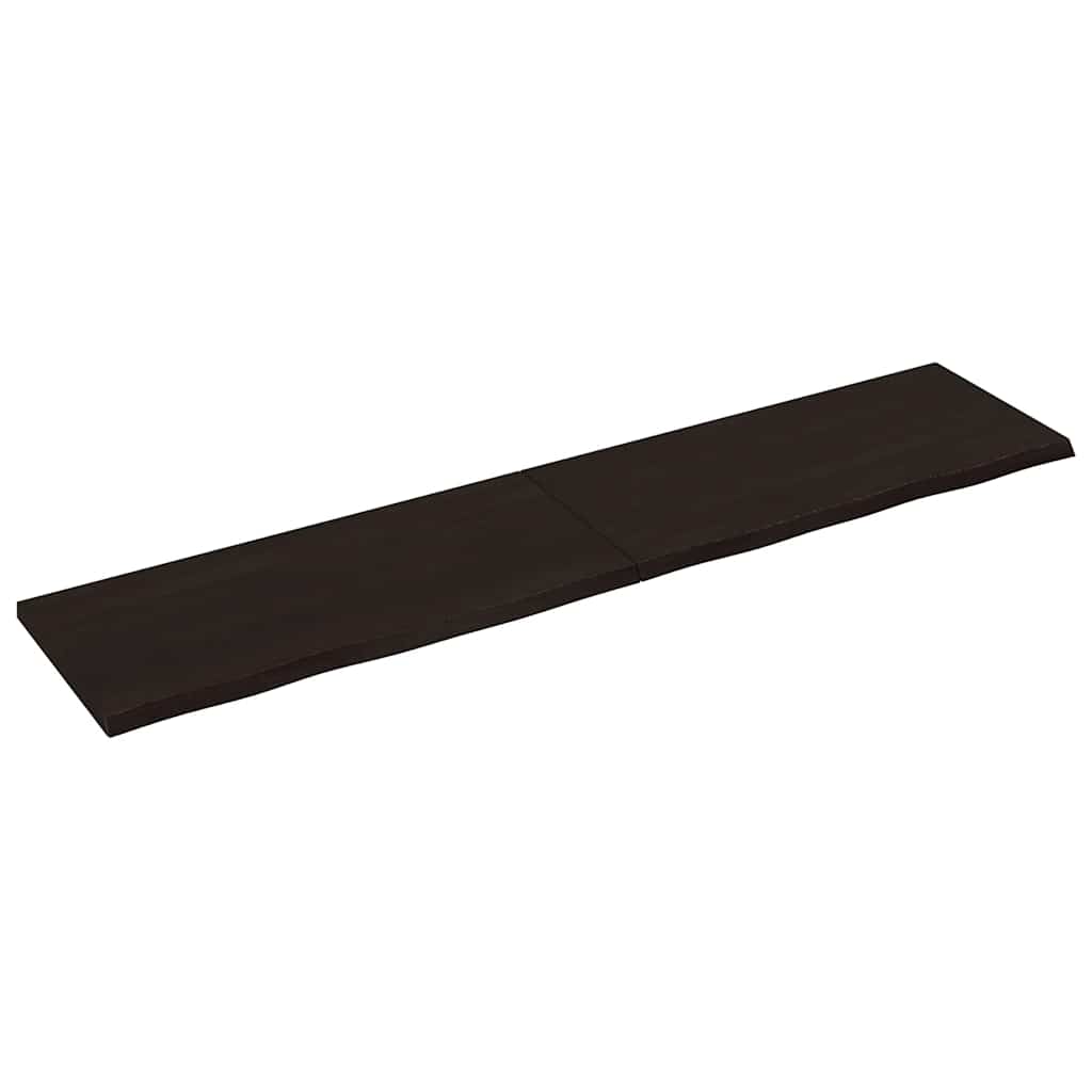 vidaXL bordplade 220x50x(2-4) cm behandlet massivt egetræ mørkebrun