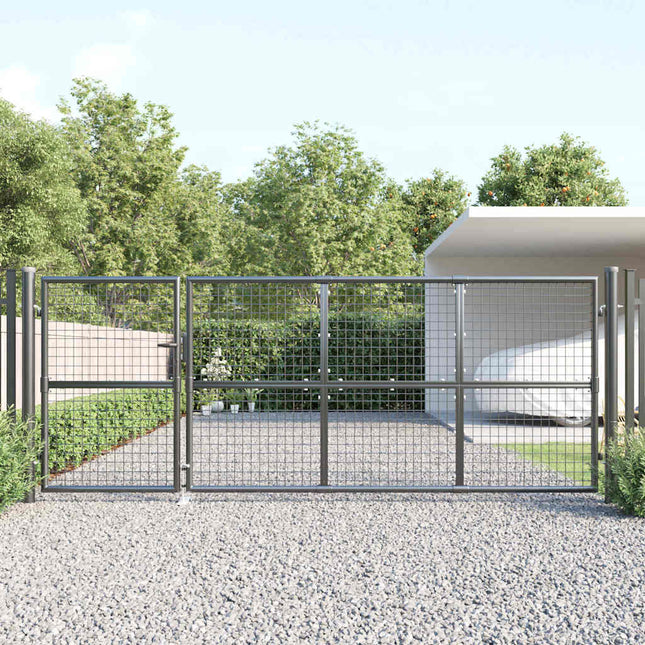 havelåge i net antracitgrå 350x125 cm galvaniseret stål