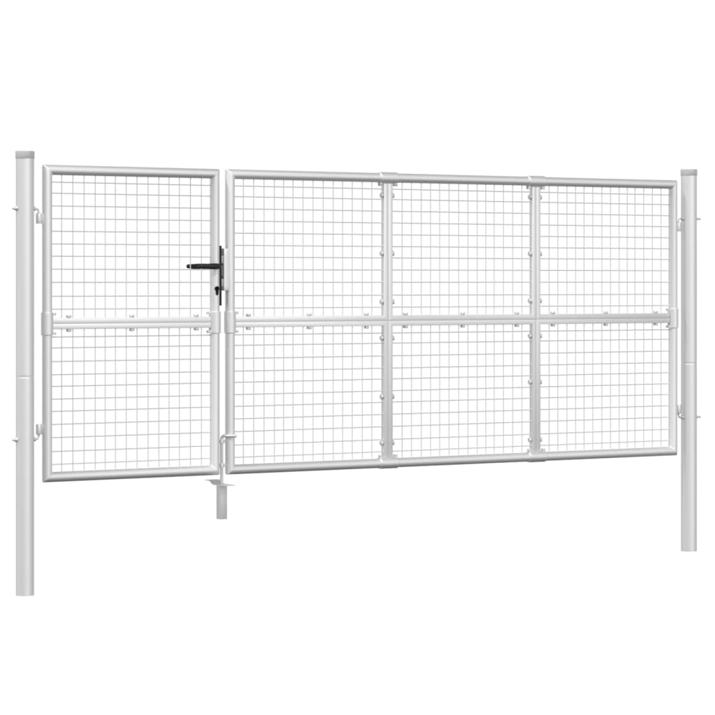 gitterlåge til havehegn 350x175 cm galvaniseret stål sølvfarvet