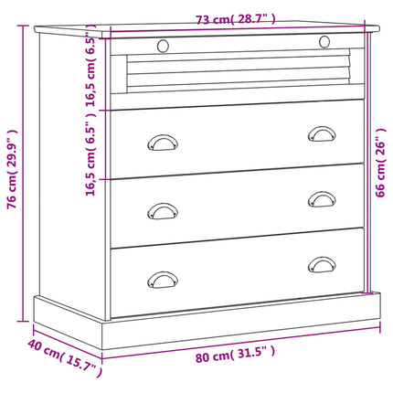 kommode VIGO 80x40x76 cm massivt fyrretræ