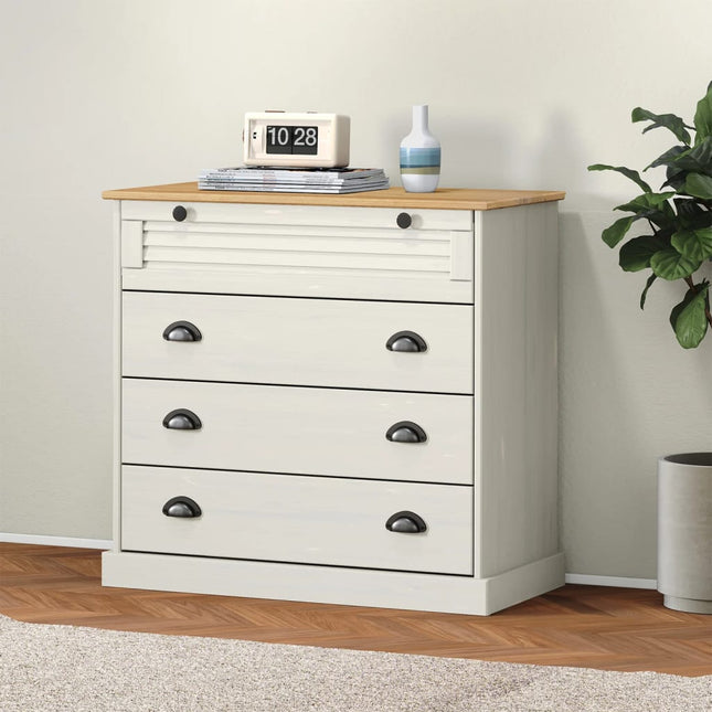 kommode VIGO 80x40x76 cm massivt fyrretræ hvid