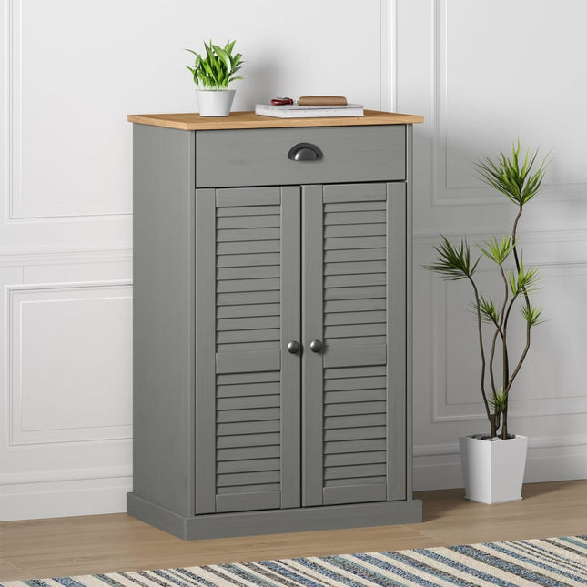 skoskab VIGO 60x35x96 cm massivt fyrretræ grå