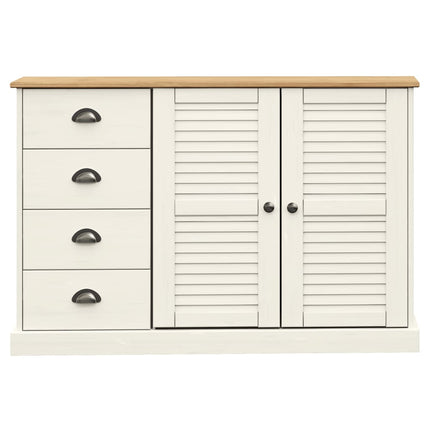 skænk med skuffer VIGO 113x40x75 cm massivt fyrretræ hvid