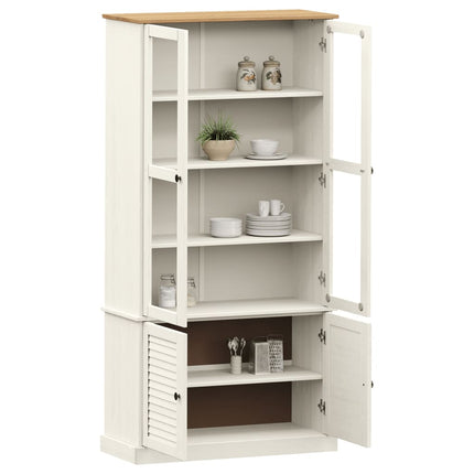 glasskab VIGO 85x35x170 cm massivt fyrretræ hvid