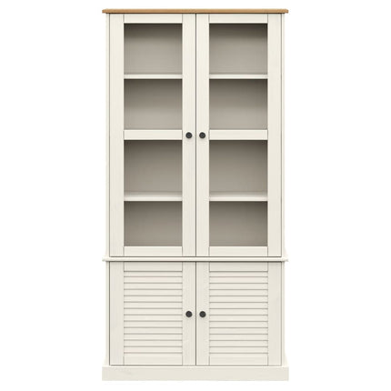 glasskab VIGO 85x35x170 cm massivt fyrretræ hvid