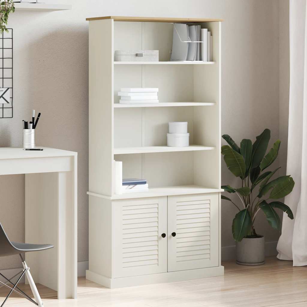 Bogreol VIGO 85×35×170 cm - massivt fyrretræ, hvid