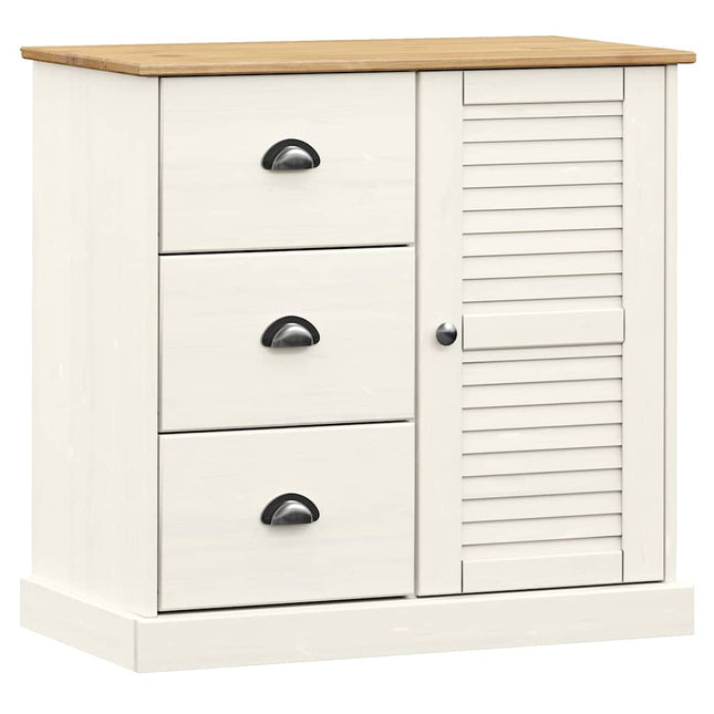 skænk med skuffer VIGO 78x40x75 cm massivt fyrretræ hvid