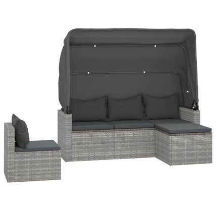 sofasæt til haven 4 dele med hynder polyrattan grå