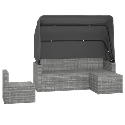 sofasæt til haven 4 dele med hynder polyrattan grå