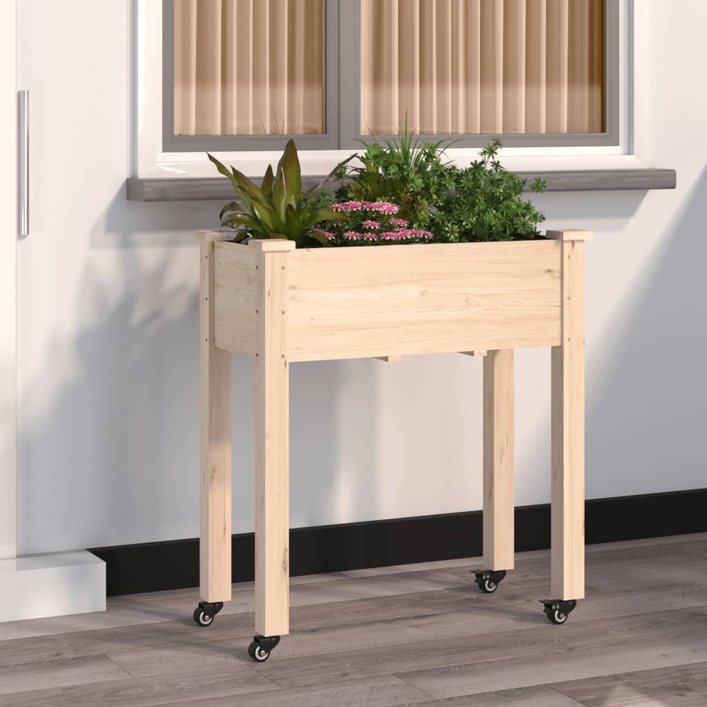 plantekasse med foring 71x37x80 cm massivt fyrretræ