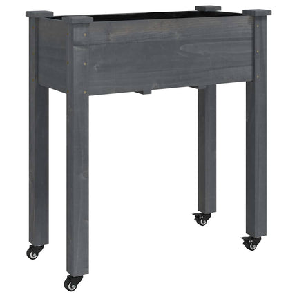 plantekasse med foring 71x37x80 cm massivt fyrretræ grå