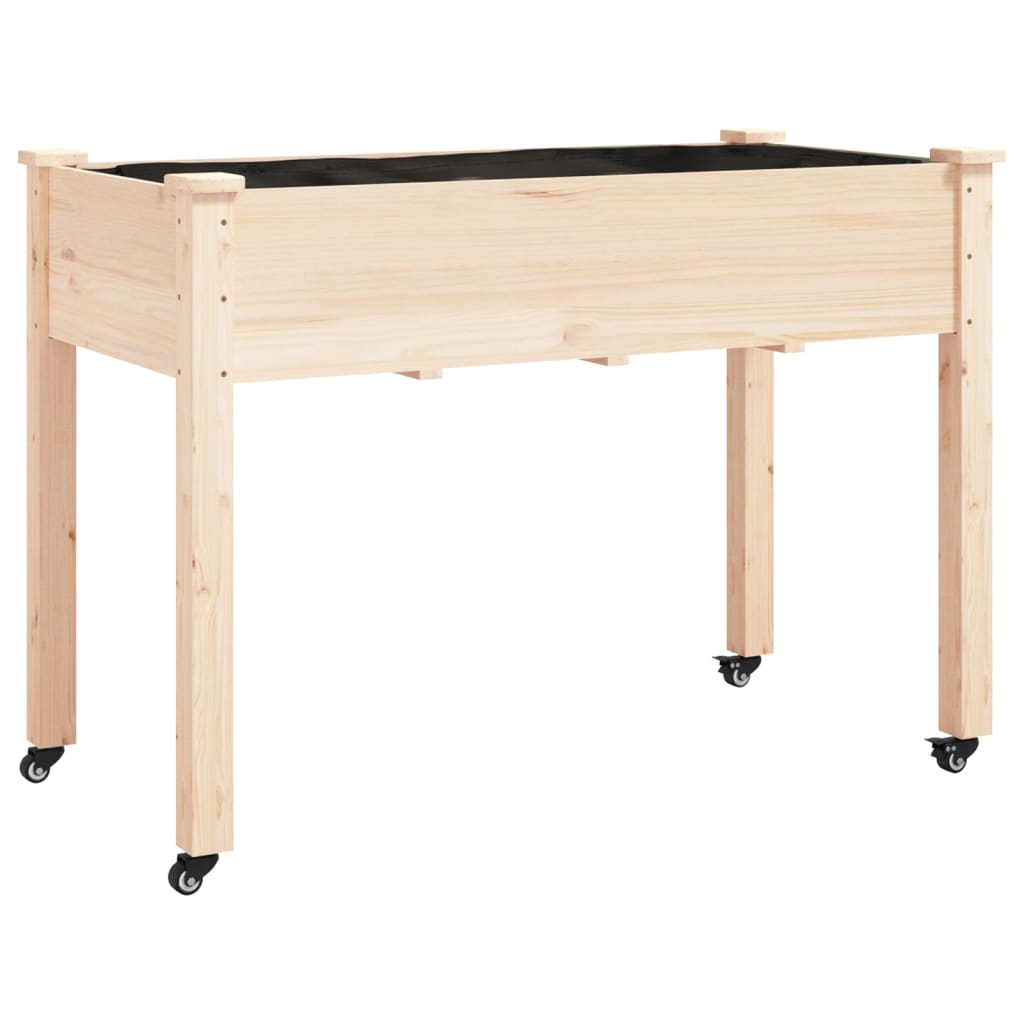 plantekasse med foring 118x59x80 cm massivt fyrretræ