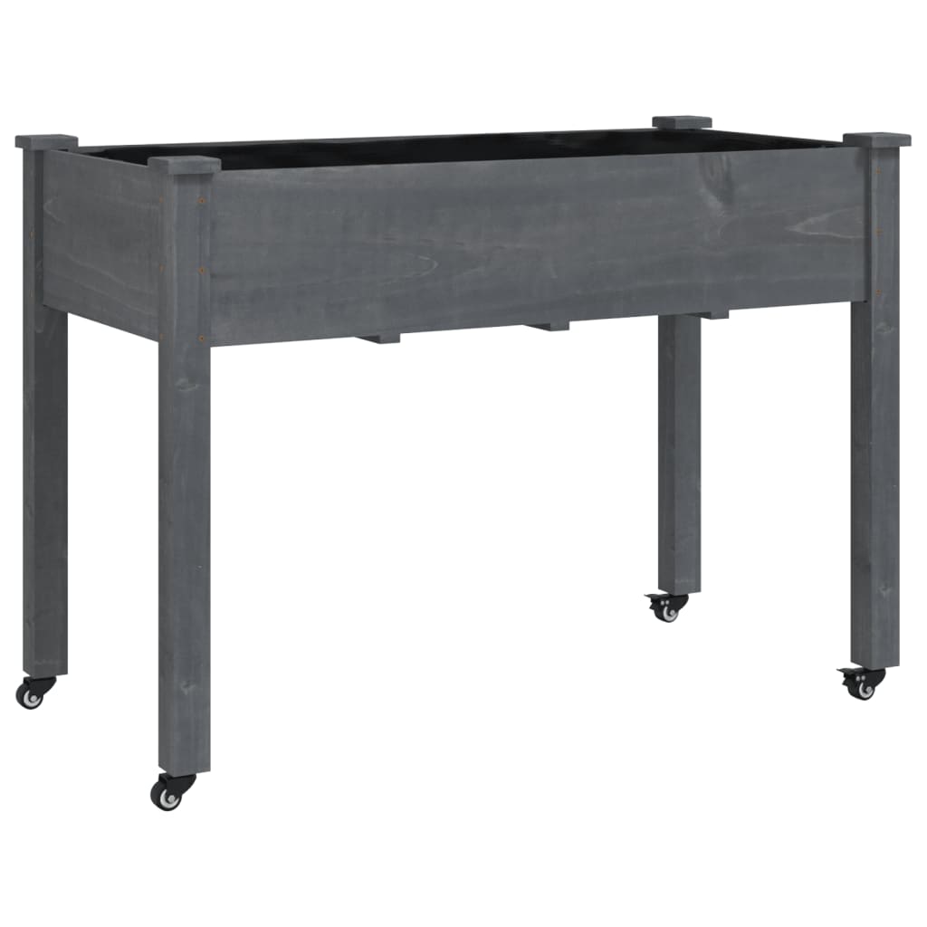 plantekasse med foring 118x59x80 cm massivt fyrretræ grå