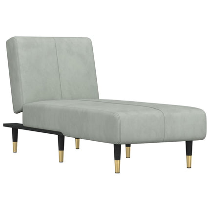 chaiselong velour lysegrå