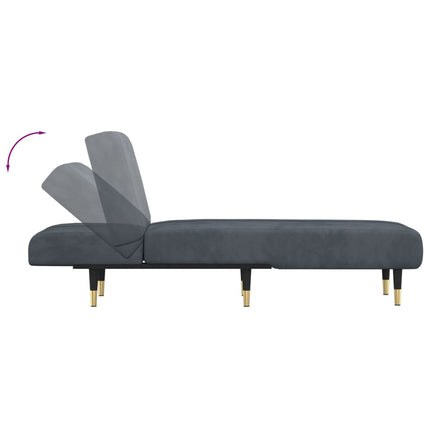 chaiselong velour mørkegrå