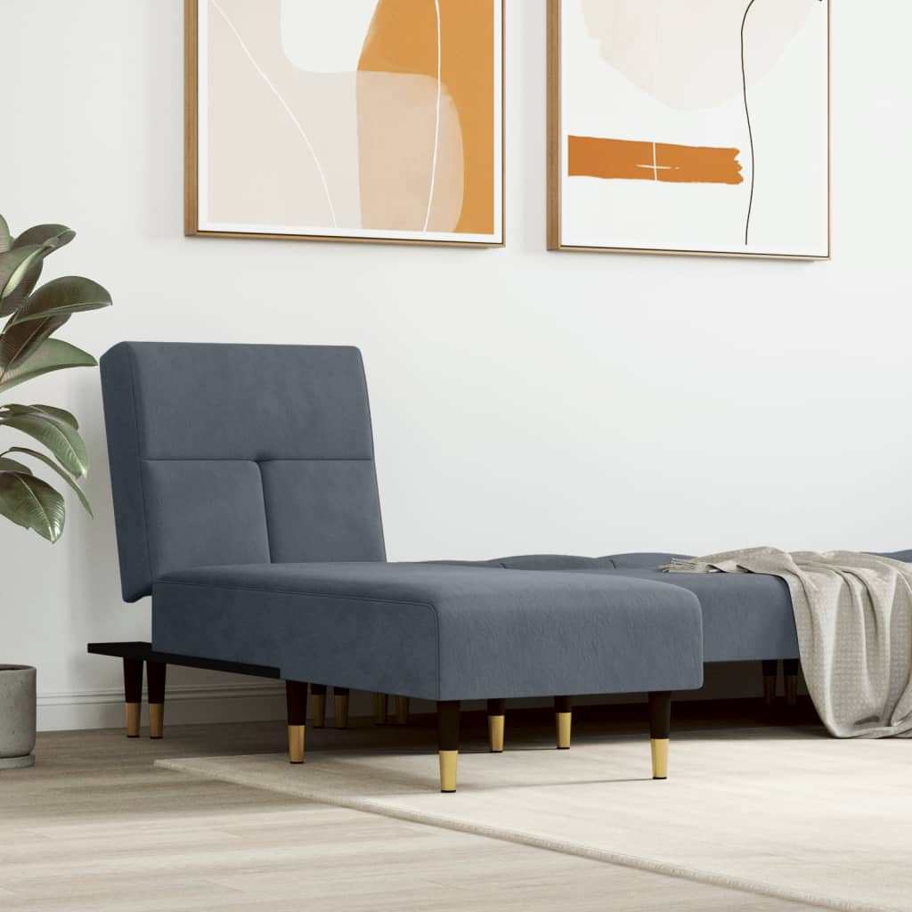 chaiselong velour mørkegrå billede