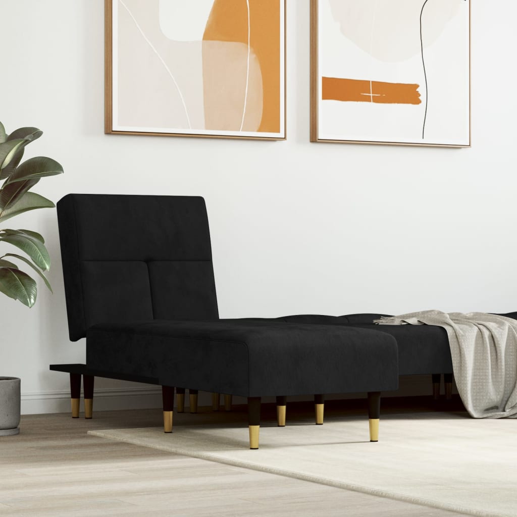 chaiselong velour sort billede