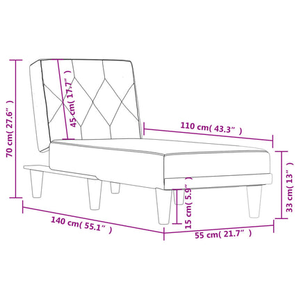 chaiselong velour sort